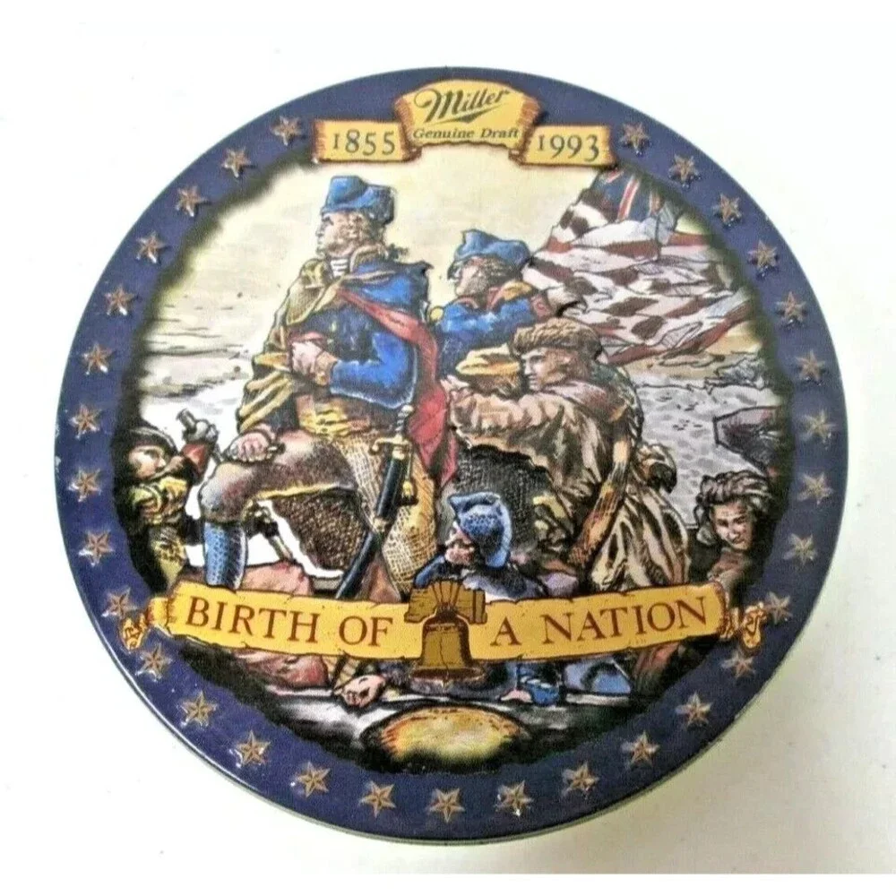 Miller Beer 1993 Metal Tin Coaster Set Birth of a Nation Washington